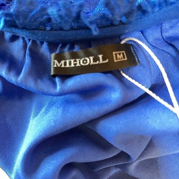 Miholl Cute lace royal blue Ruffle Off Shoulder Top‎ Size M - Picture 5 of 8